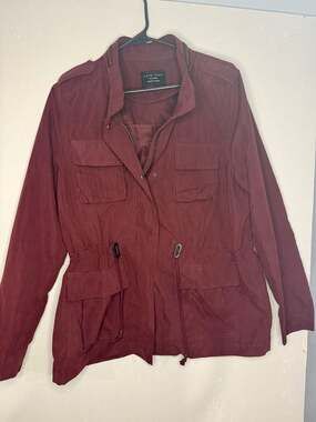 Love Tree Maroon Utility Anorak Jacket with Drawstring Waist